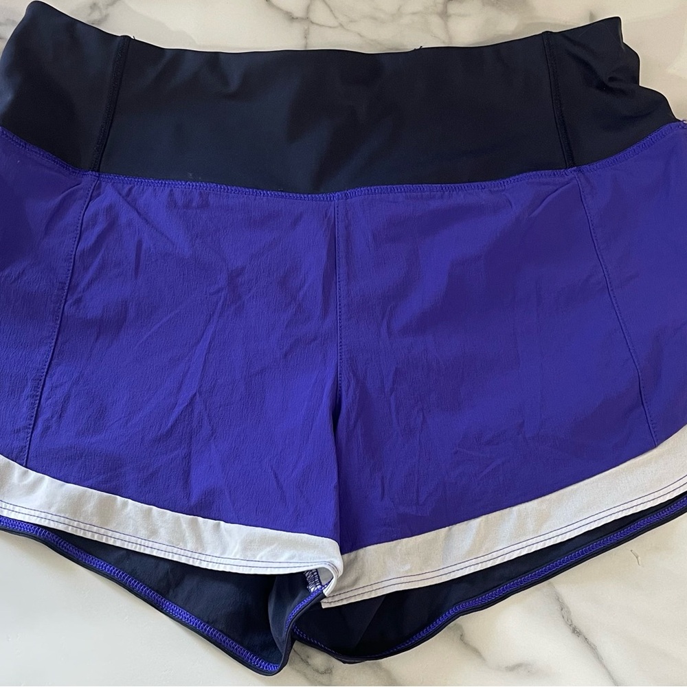 Athleta Black and Purple Athletic Shorts Lightweight Performance Wear